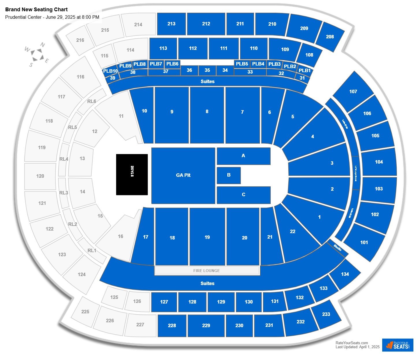 Brand New seating chart Prudential Center