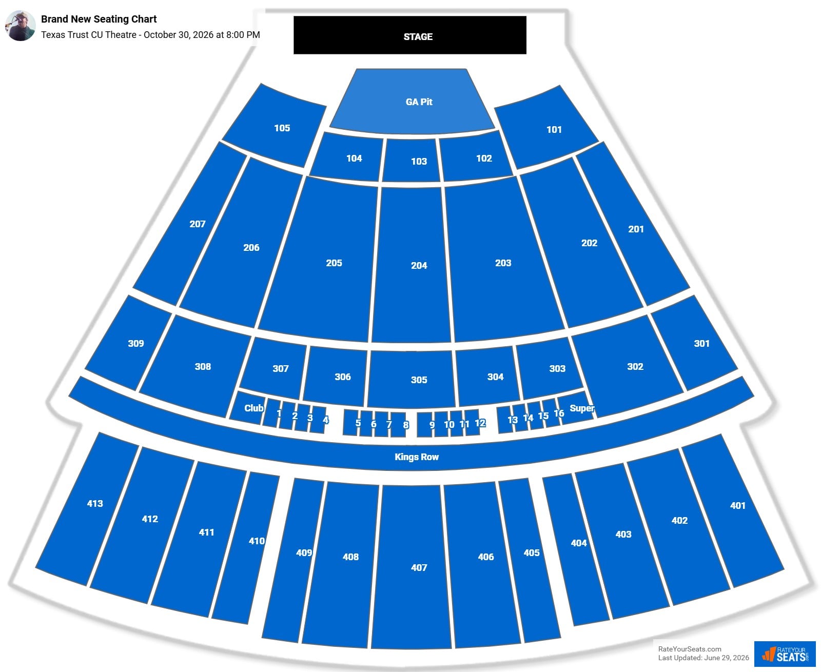 Brand New Seating Chart at Texas Trust CU Theatre