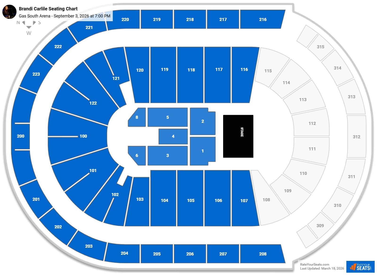 Brandi Carlile seating chart Gas South Arena