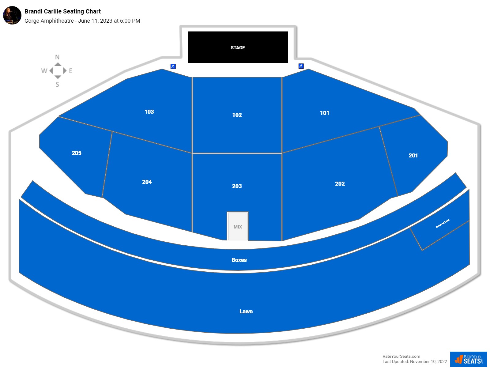 Highwomen and Tanya Tucker seating chart Gorge Amphitheatre
