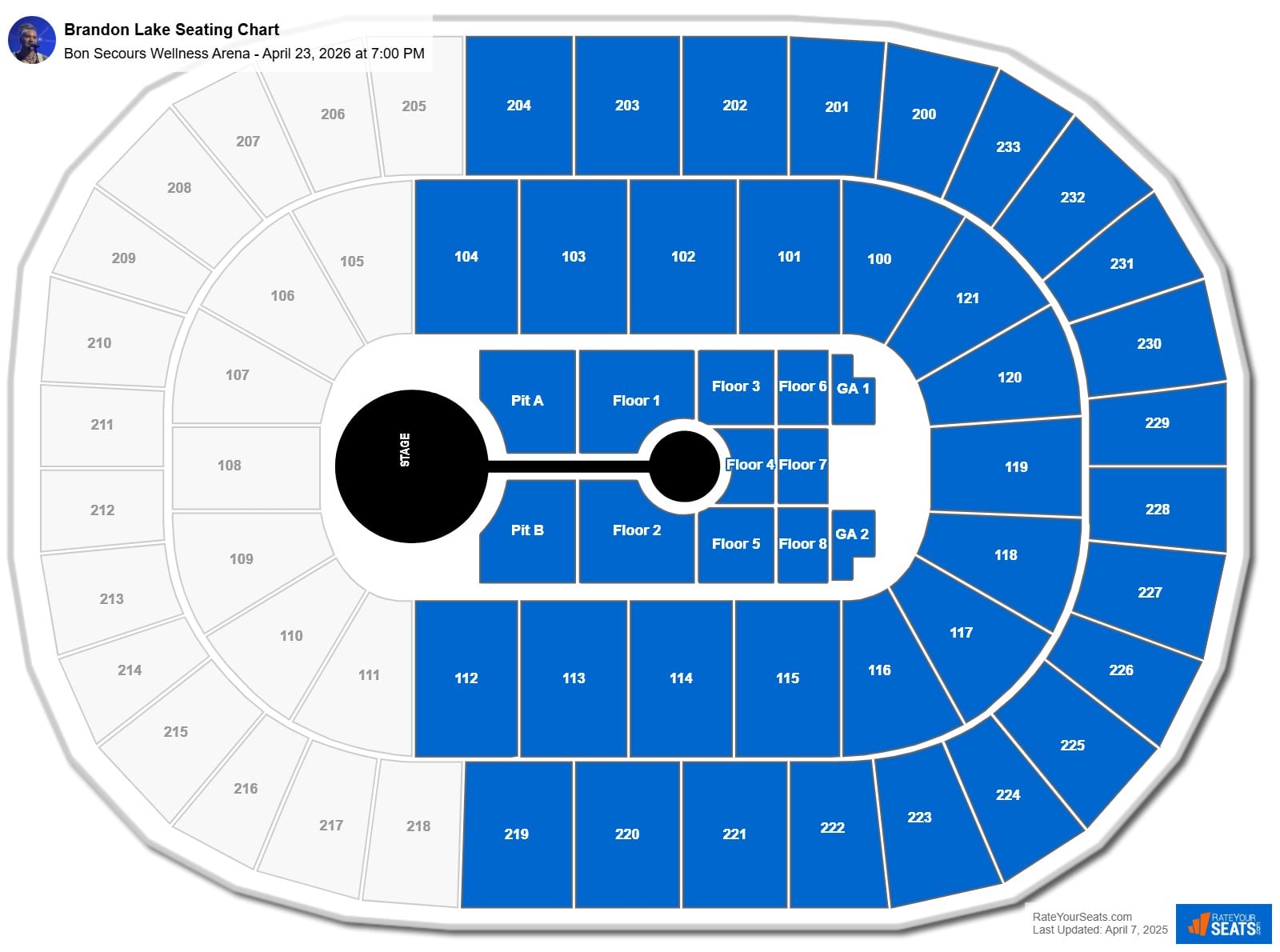 Brandon Lake seating chart Bon Secours Wellness Arena