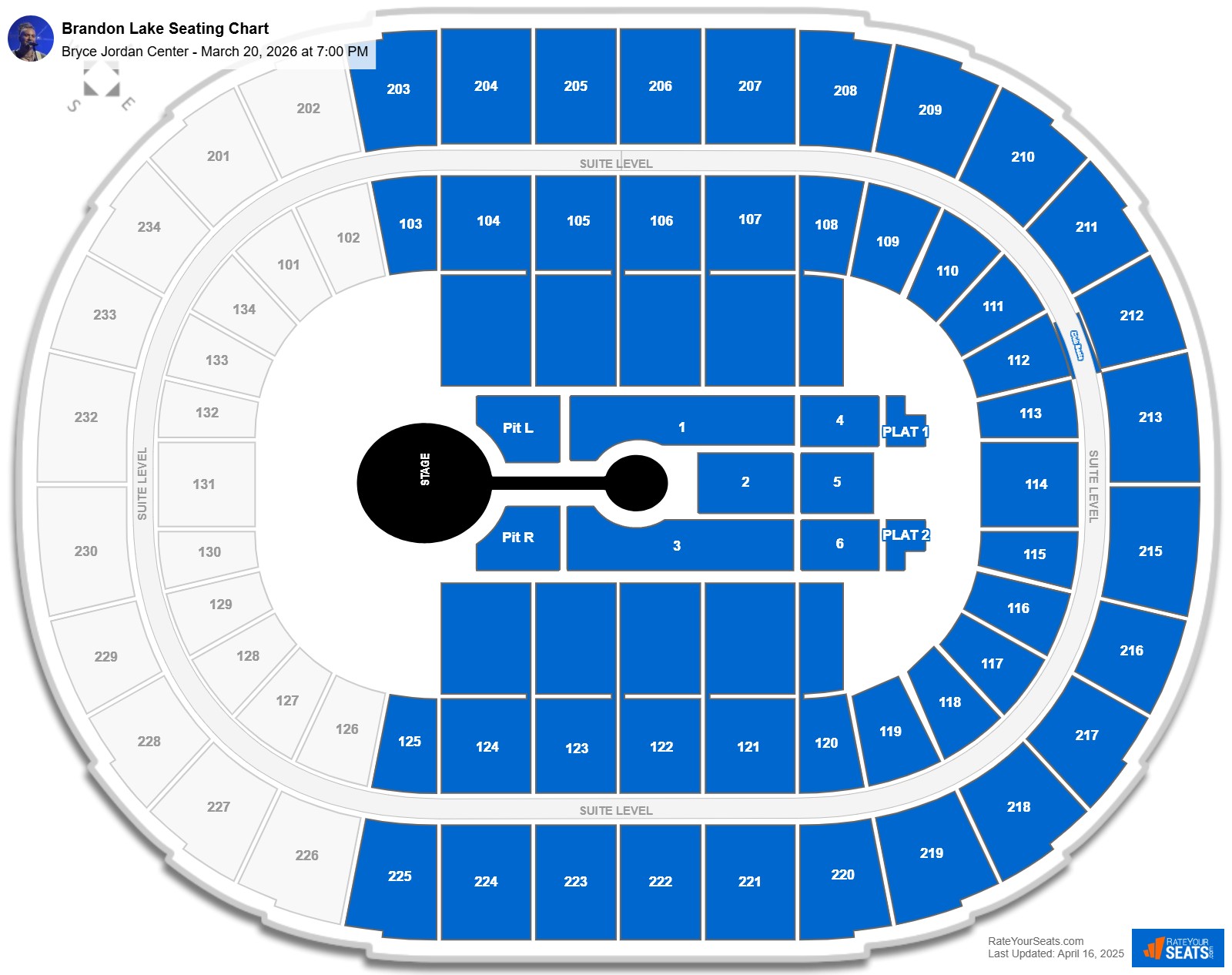 Brandon Lake seating chart Bryce Jordan Center