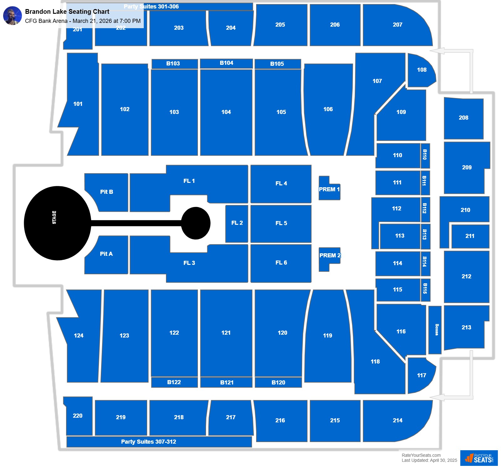 Brandon Lake seating chart CFG Bank Arena