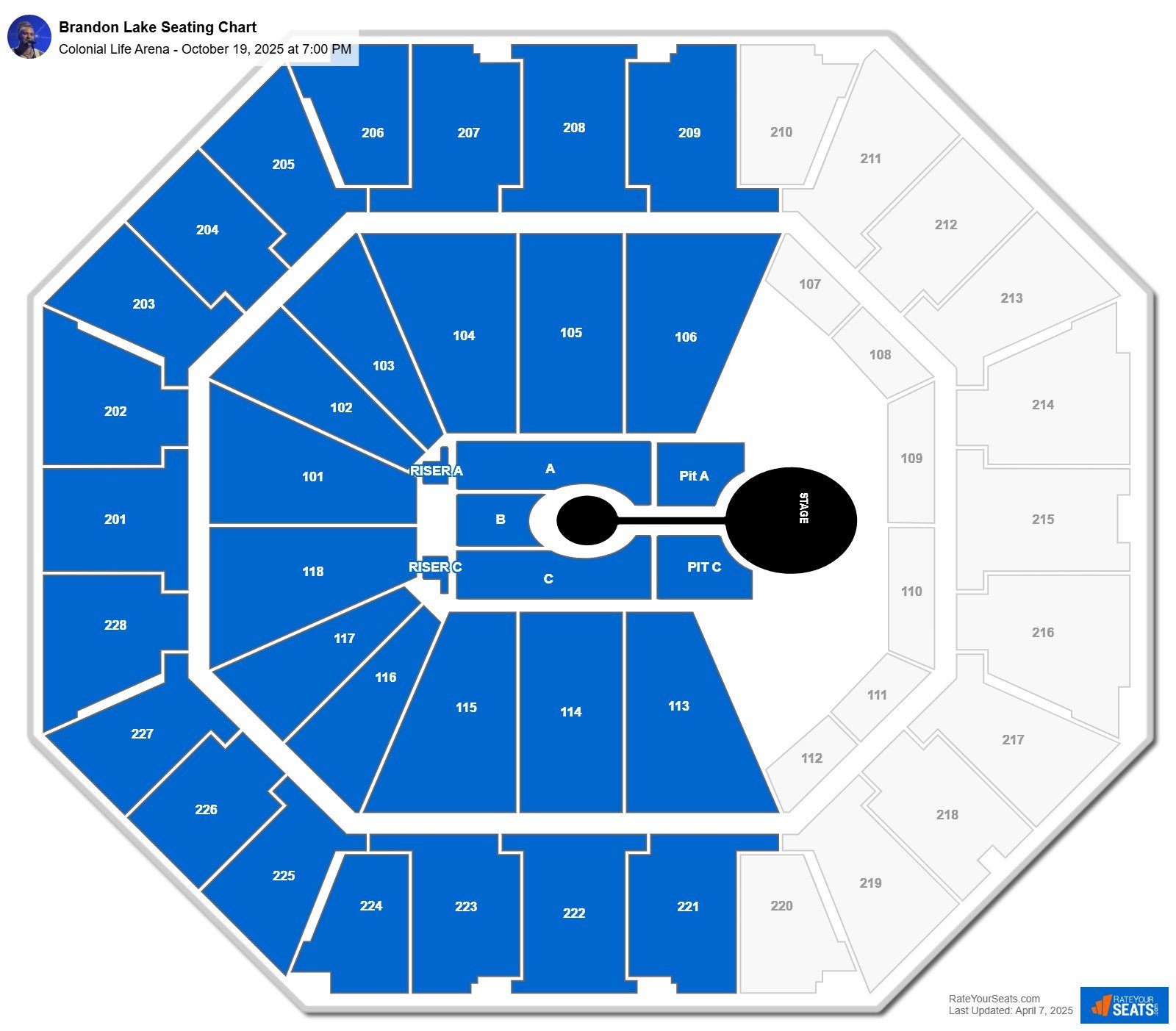 Brandon Lake seating chart Colonial Life Arena