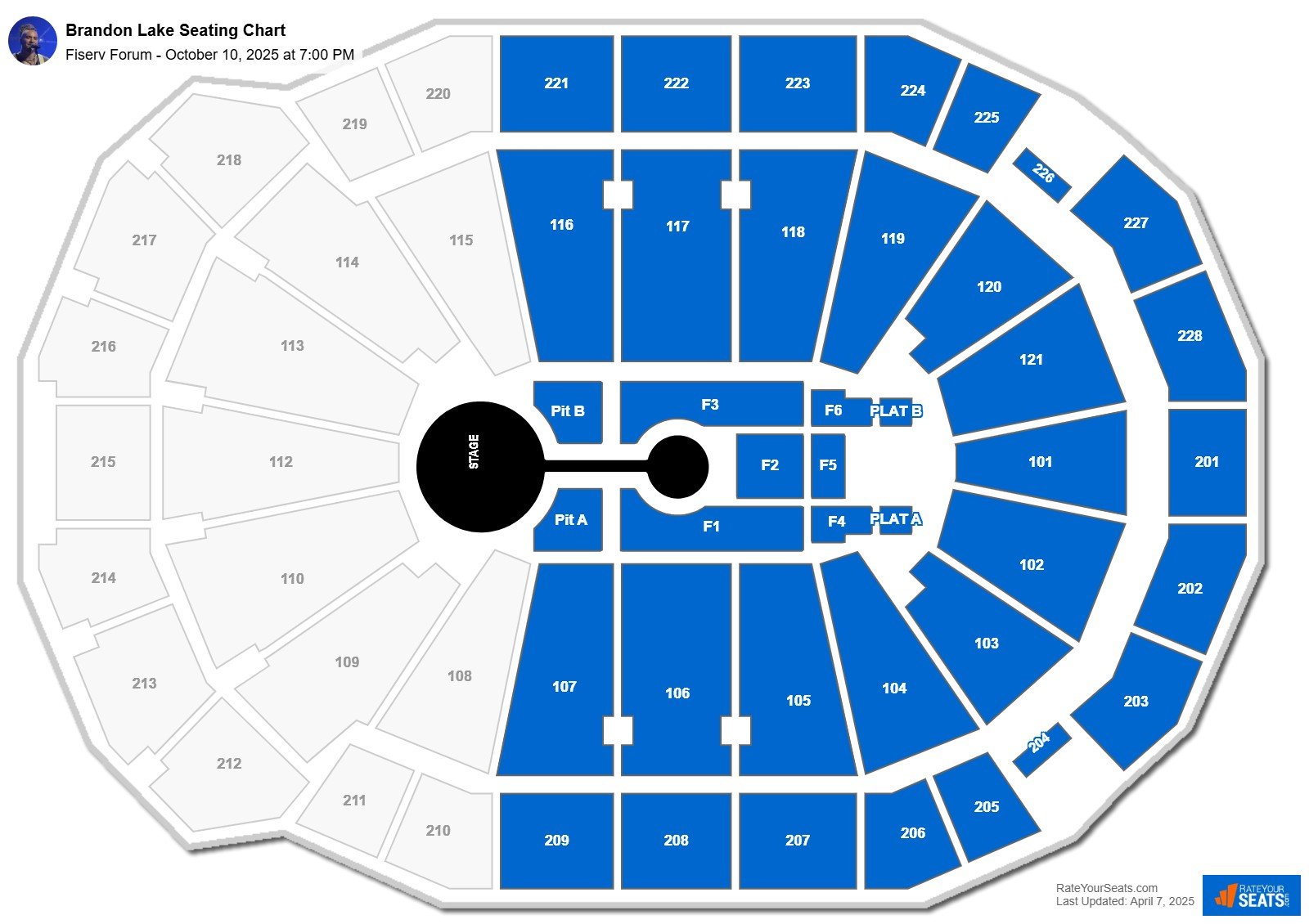Brandon Lake seating chart Fiserv Forum