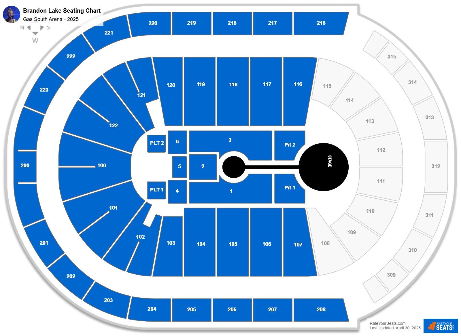 Brandon Lake seating chart Gas South Arena