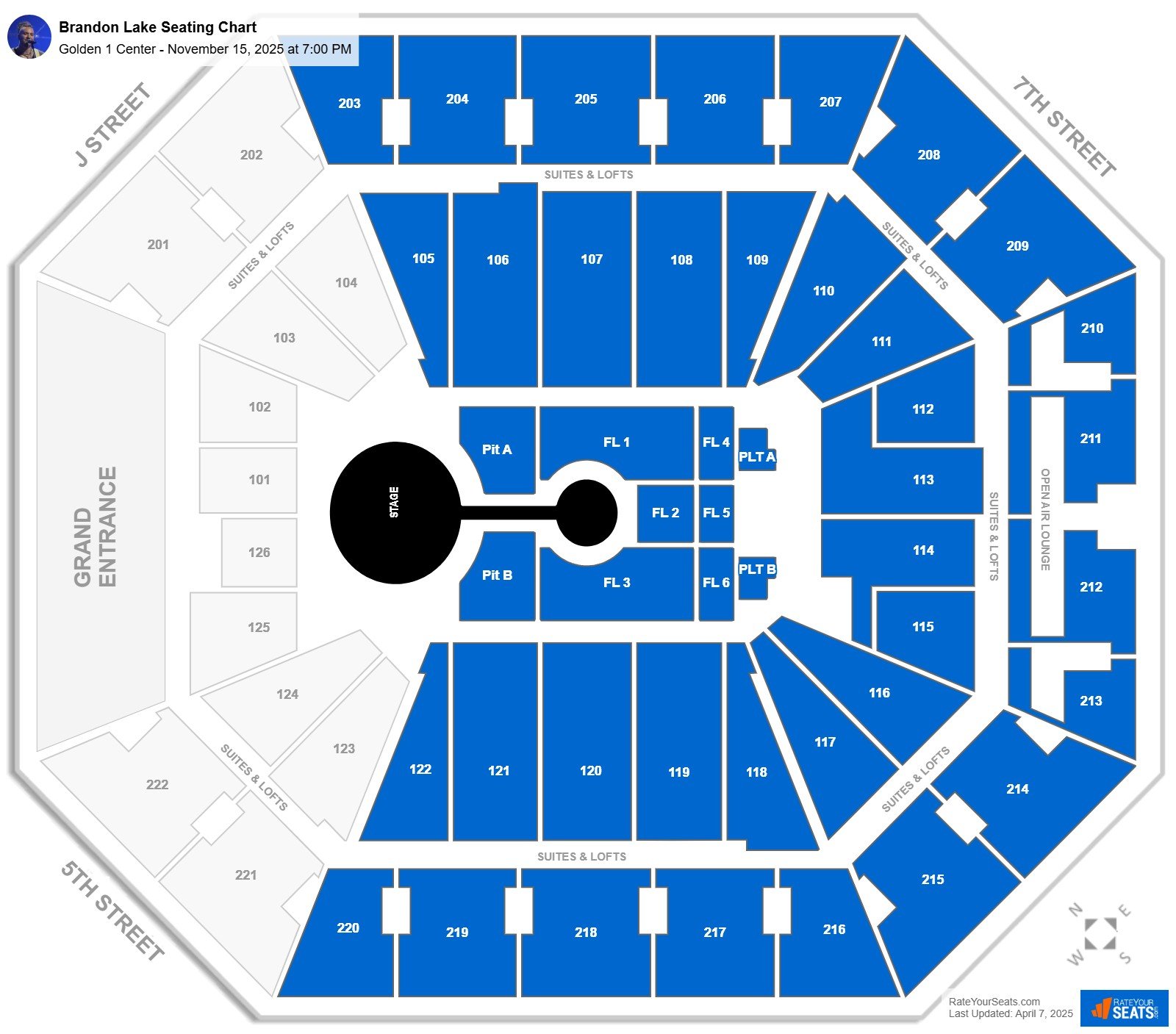 Brandon Lake seating chart Golden 1 Center