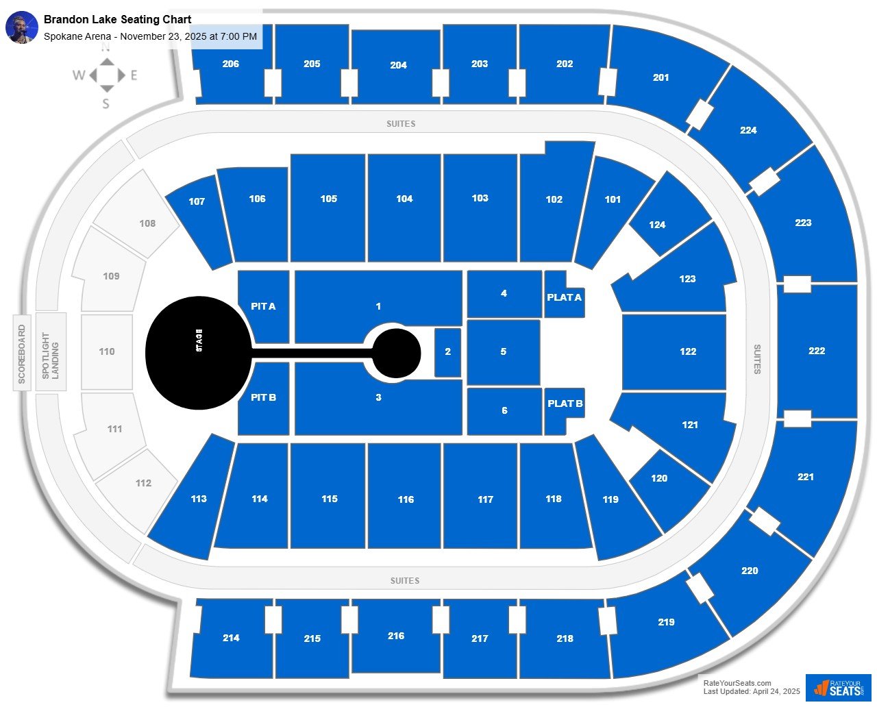 Brandon Lake seating chart Spokane Arena
