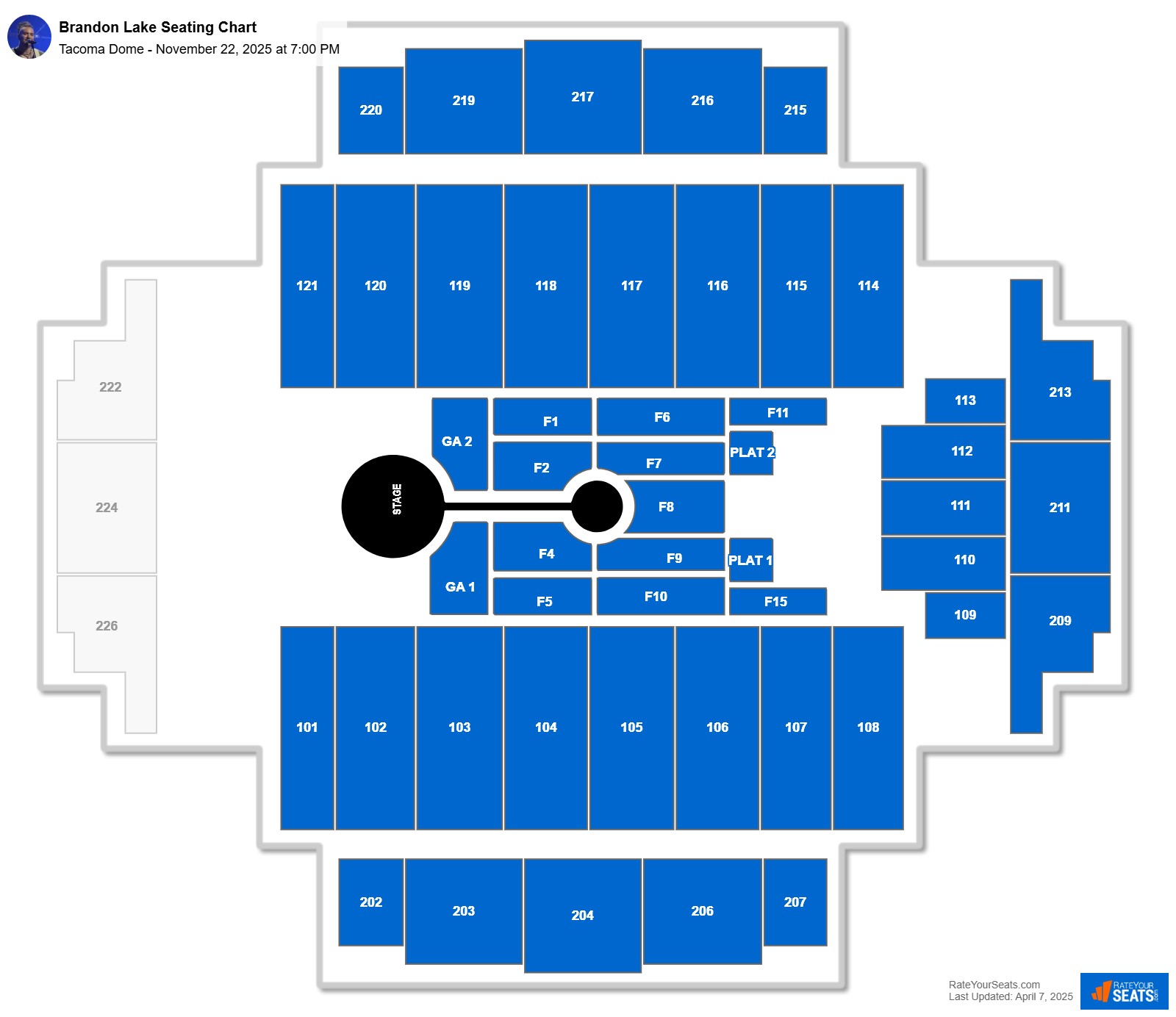 Brandon Lake seating chart Tacoma Dome