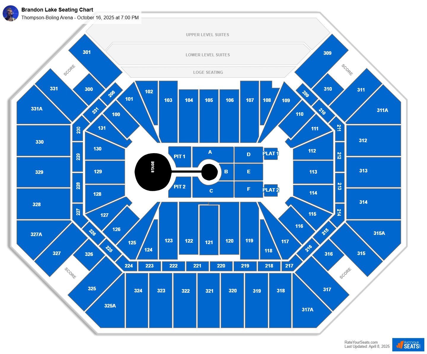Brandon Lake seating chart Thompson-Boling Arena