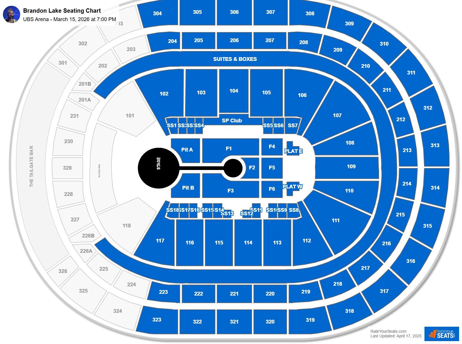 Brandon Lake seating chart UBS Arena