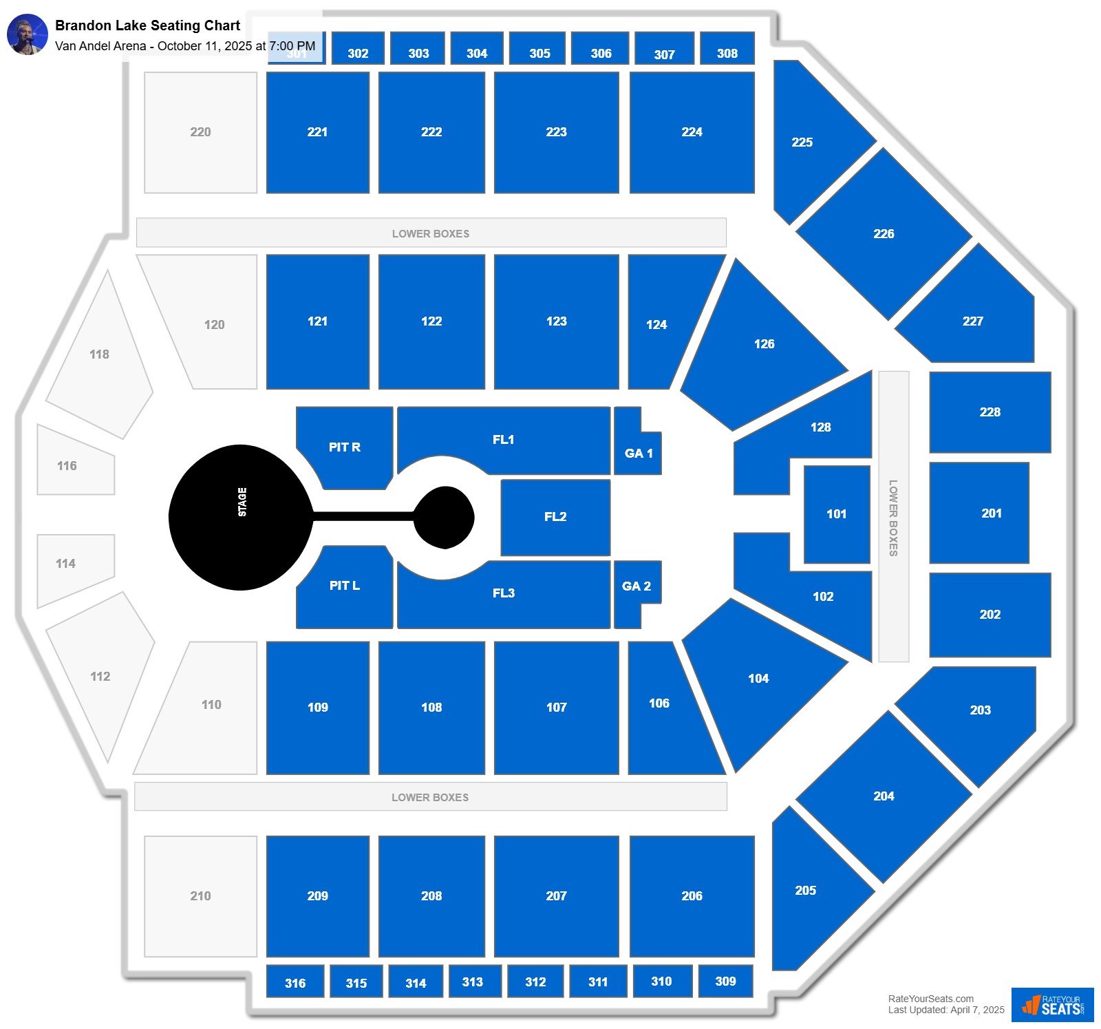 Brandon Lake seating chart Van Andel Arena