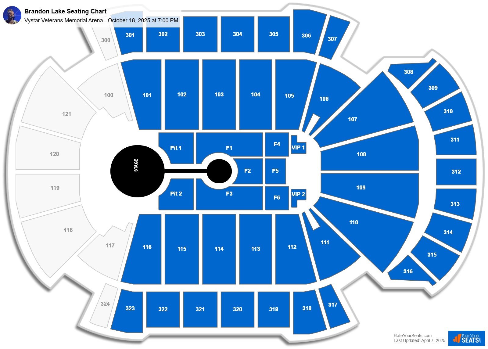 Brandon Lake seating chart Vystar Veterans Memorial Arena