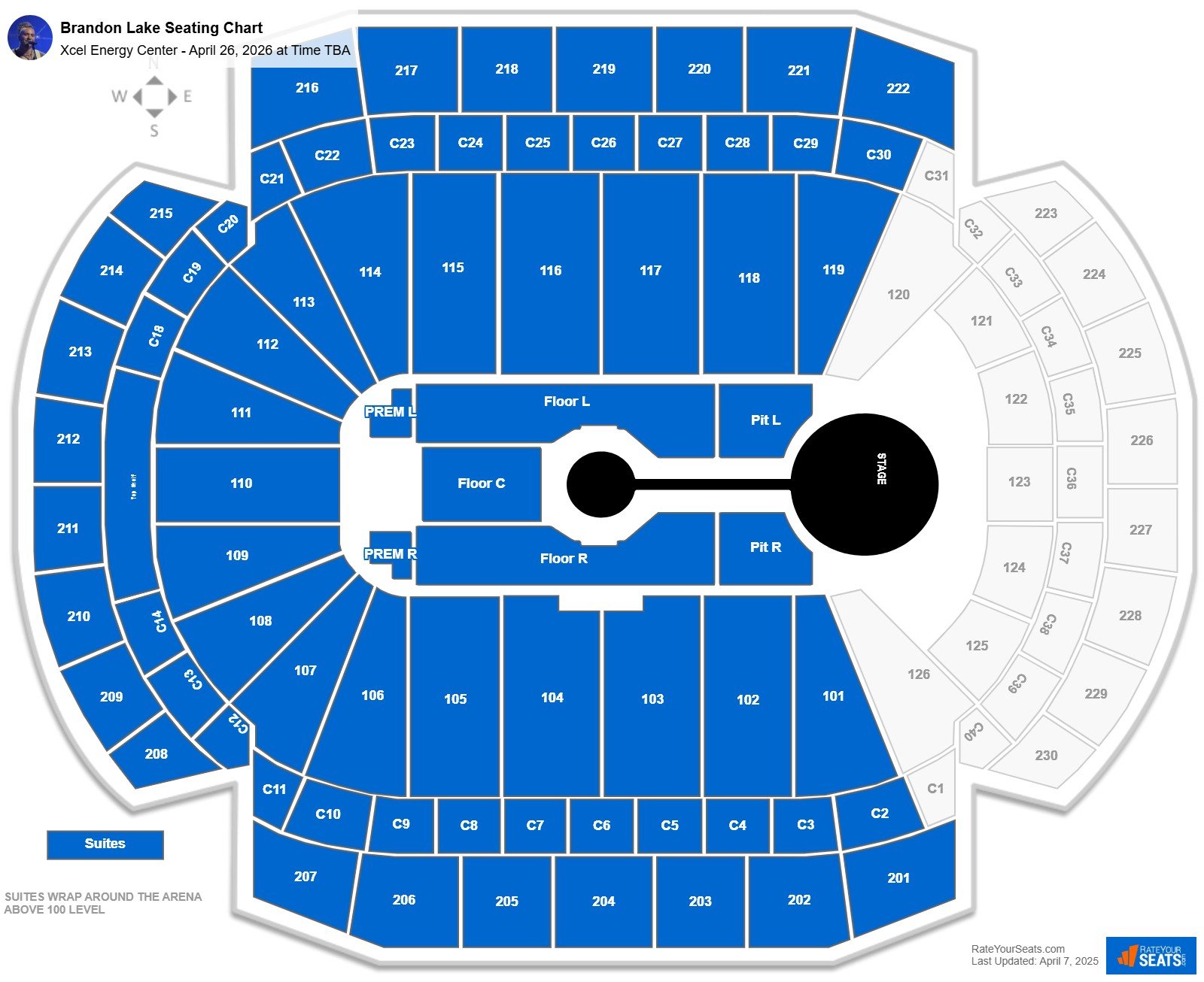 Brandon Lake seating chart Grand Casino Arena