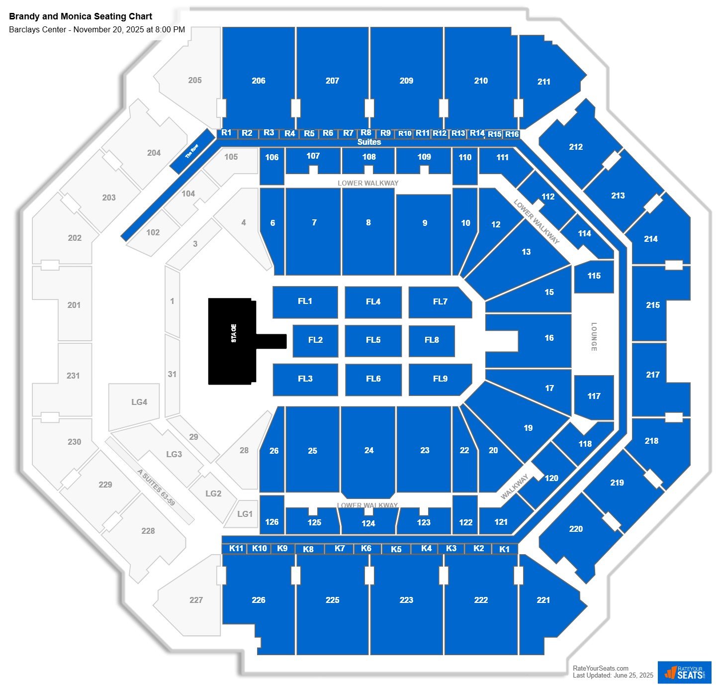 Brandy and Monica seating chart Barclays Center