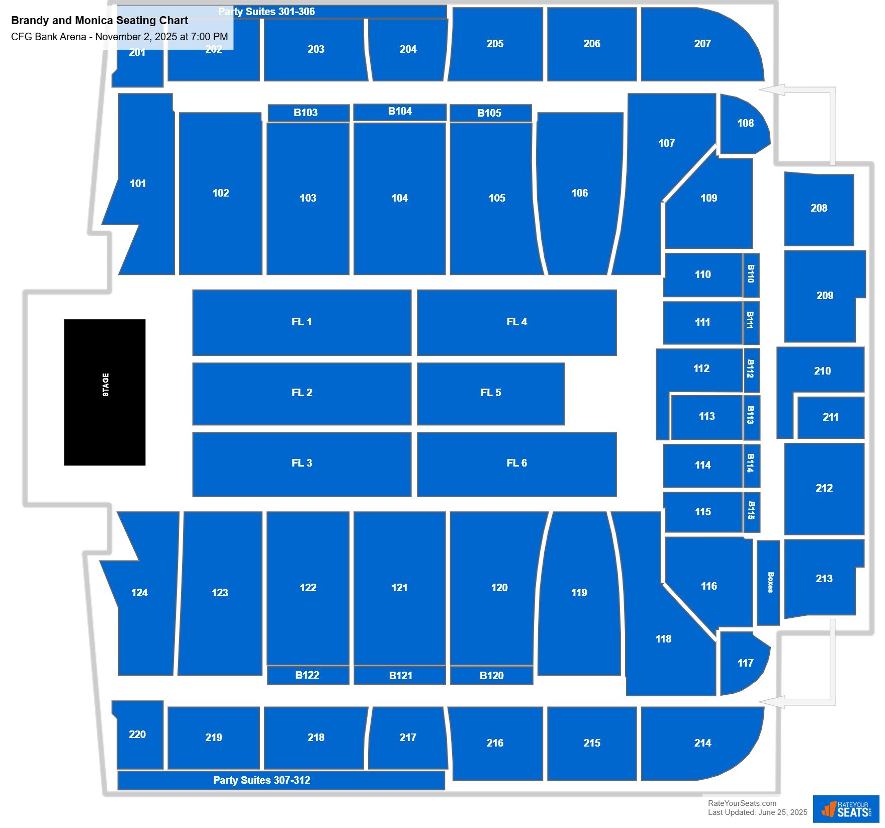 Brandy and Monica seating chart CFG Bank Arena