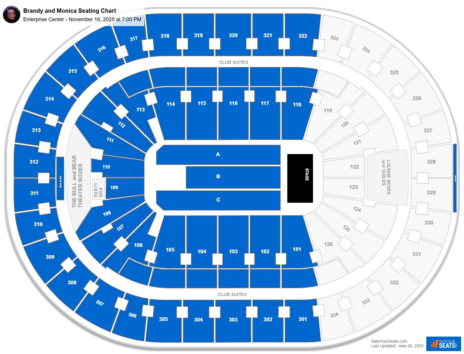 Brandy and Monica seating chart Enterprise Center