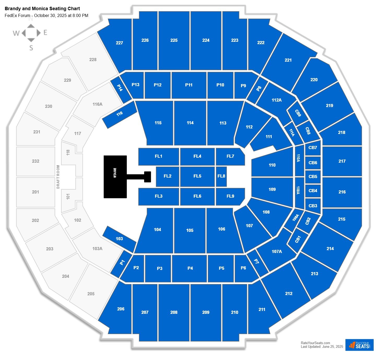 Brandy and Monica seating chart FedEx Forum