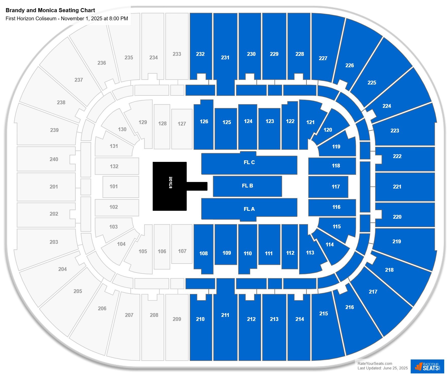 Brandy and Monica seating chart First Horizon Coliseum