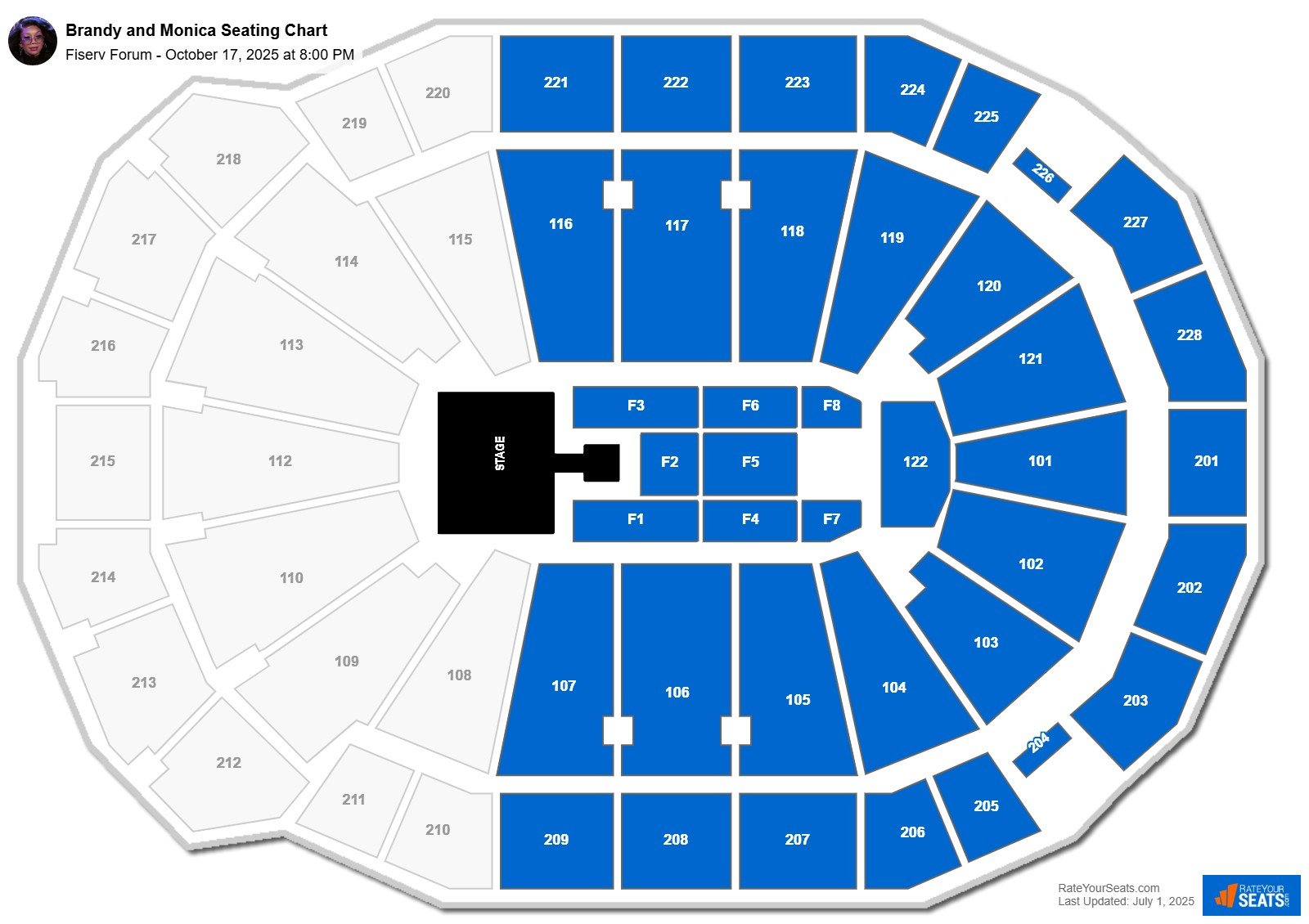 Brandy and Monica seating chart Fiserv Forum