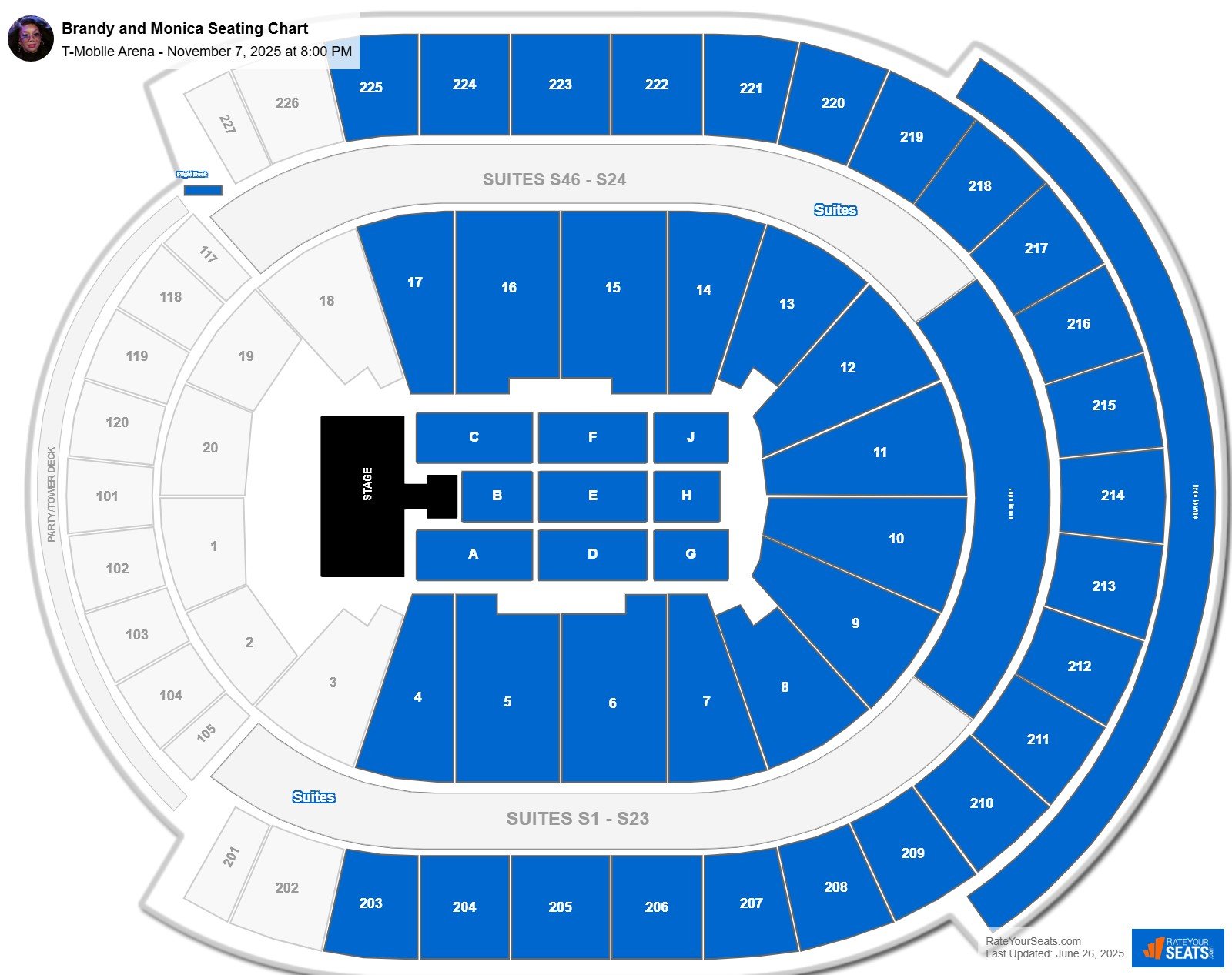 Brandy and Monica seating chart T-Mobile Arena