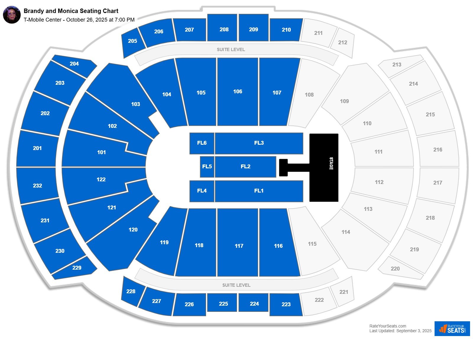 Brandy and Monica seating chart T-Mobile Center