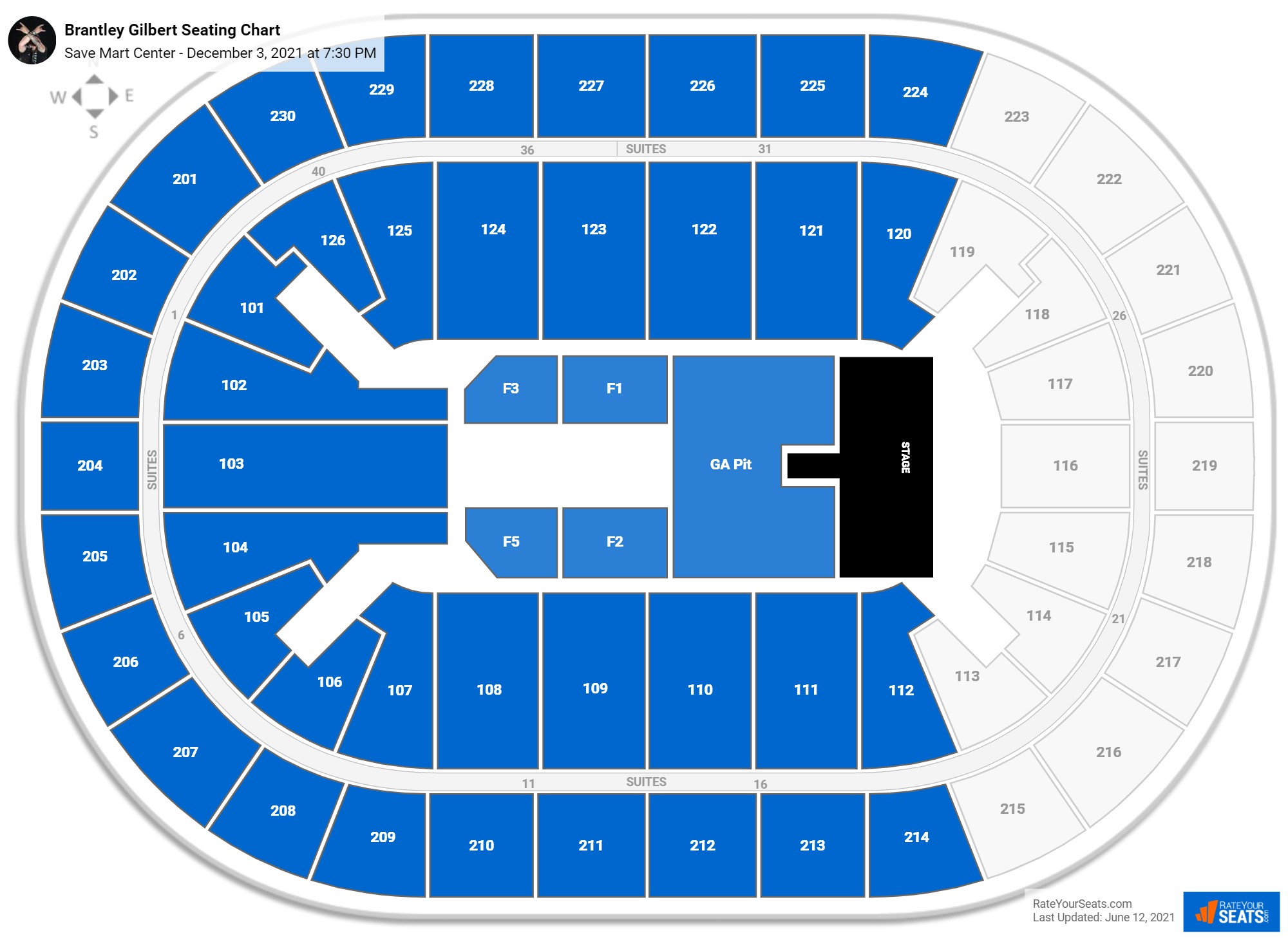 Brantley Gilbert seating chart Save Mart Center