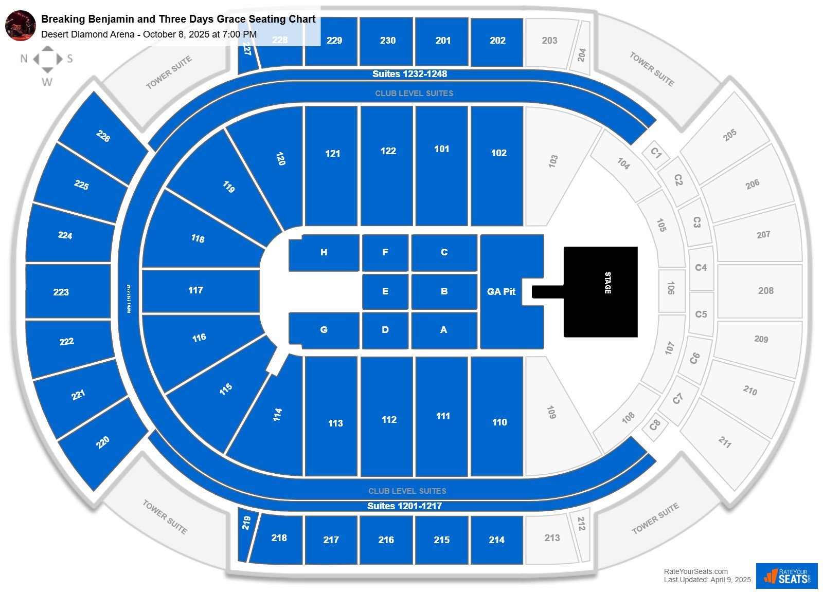 Breaking Benjamin and Three Days Grace seating chart Desert Diamond Arena