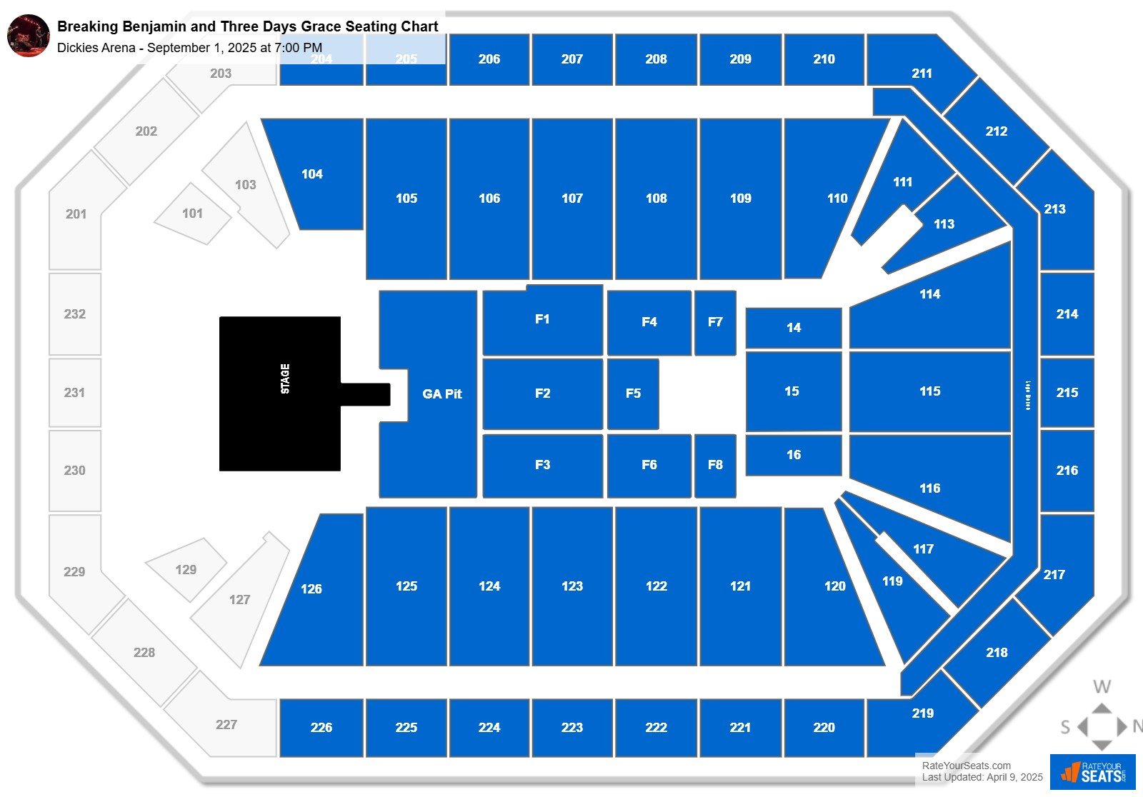 Breaking Benjamin and Three Days Grace seating chart Dickies Arena