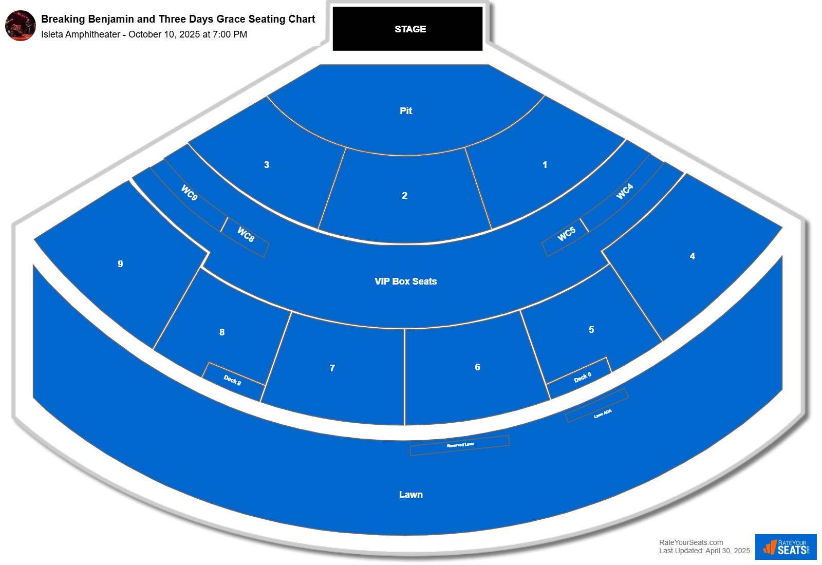 Breaking Benjamin and Three Days Grace seating chart Isleta Amphitheater