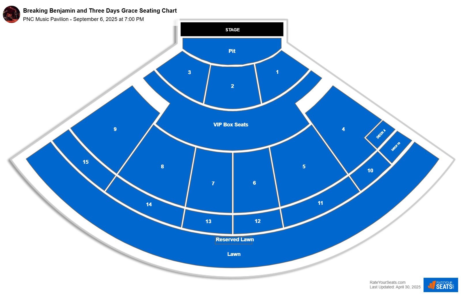 Breaking Benjamin and Three Days Grace seating chart PNC Music Pavilion