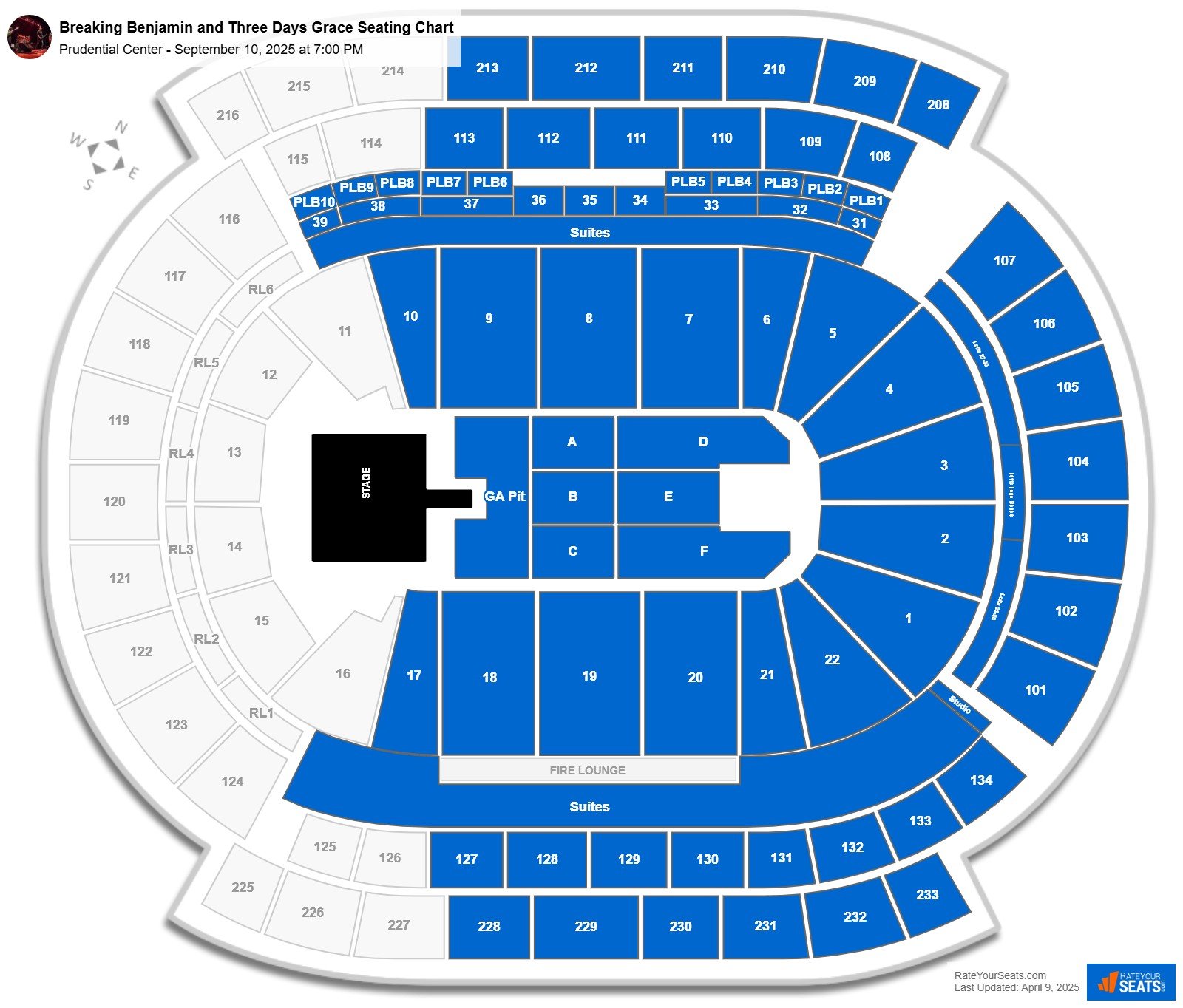 Breaking Benjamin and Three Days Grace seating chart Prudential Center