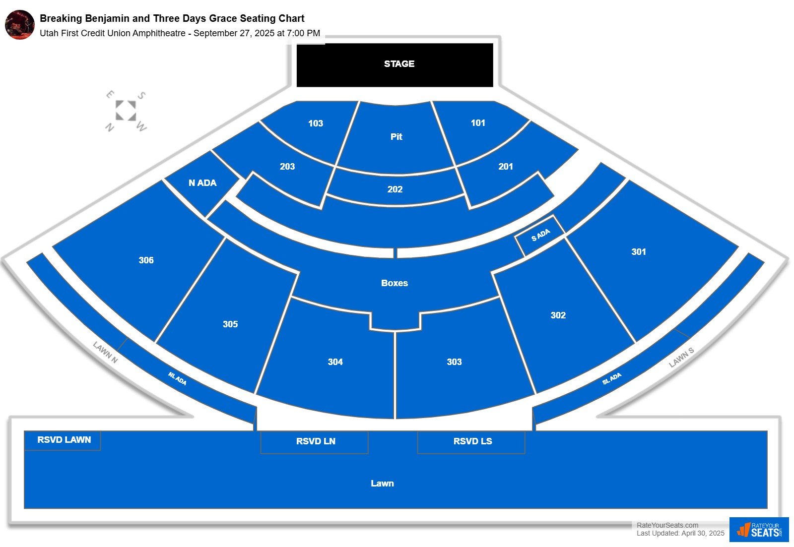 Breaking Benjamin and Three Days Grace seating chart Utah First Credit Union Amphitheatre
