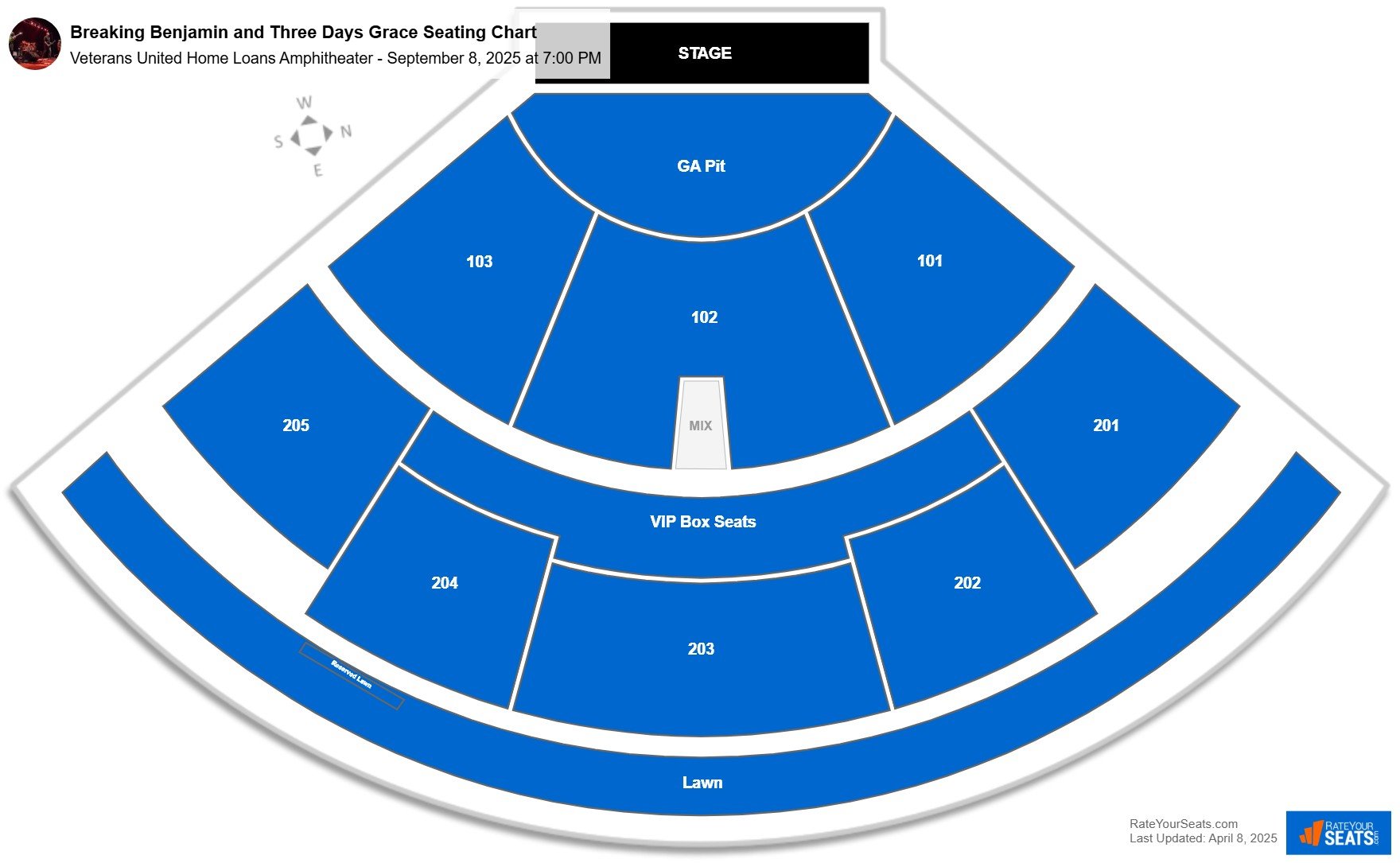 Breaking Benjamin and Three Days Grace seating chart Veterans United Home Loans Amphitheater