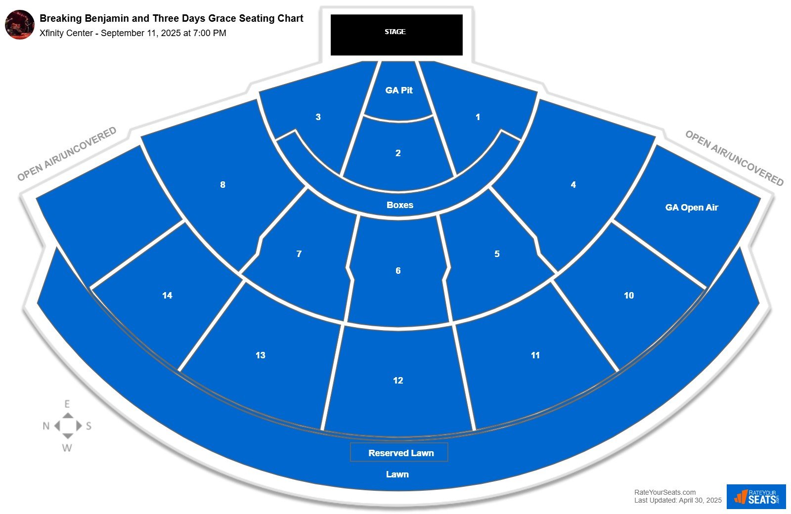 Breaking Benjamin and Three Days Grace seating chart Xfinity Center (Mansfield)