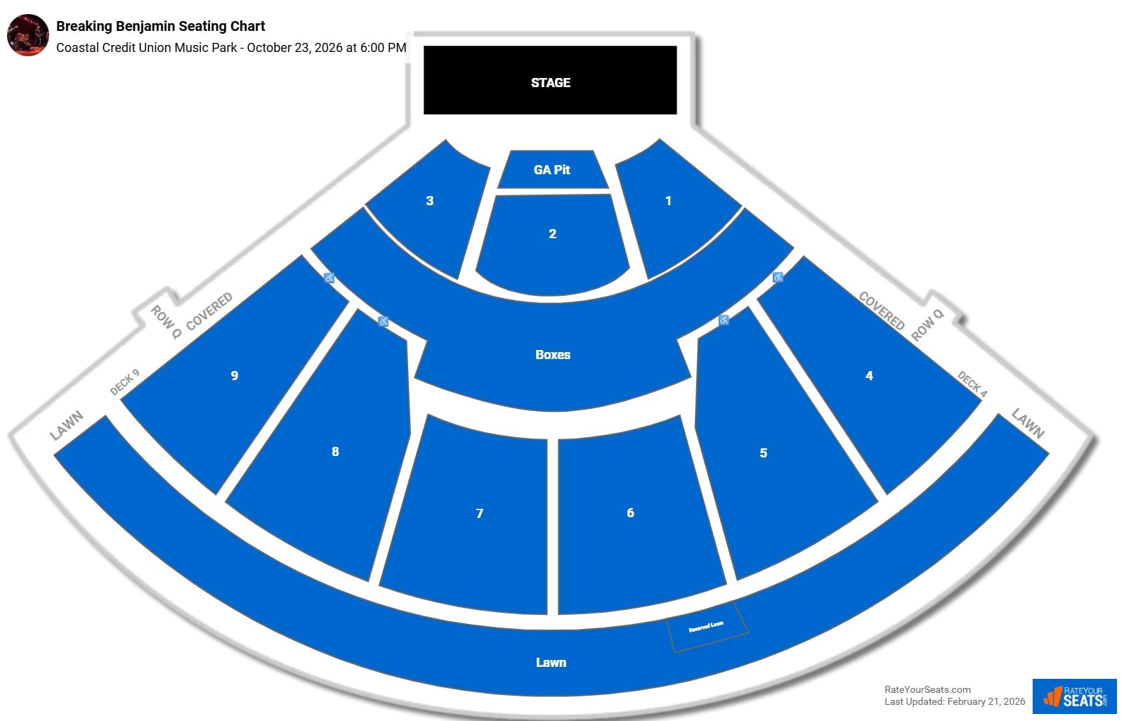 Breaking Benjamin seating chart Coastal Credit Union Music Park (at Walnut Creek)