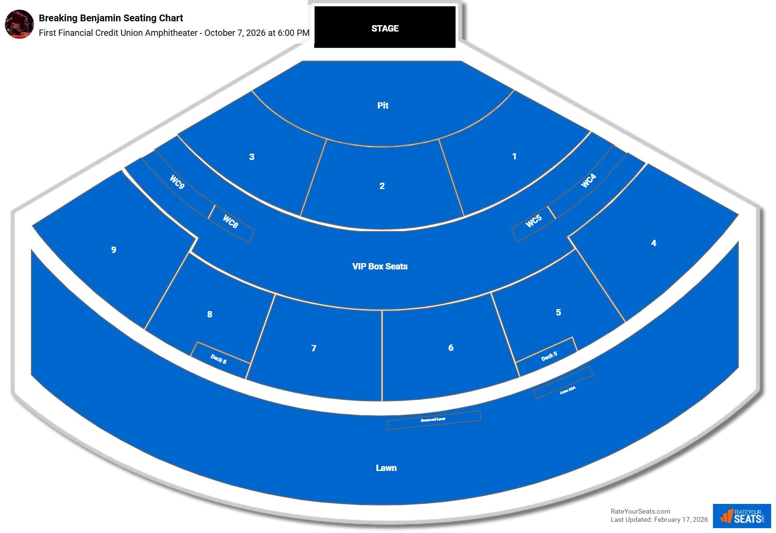 Breaking Benjamin seating chart First Financial Credit Union Amphitheater 
