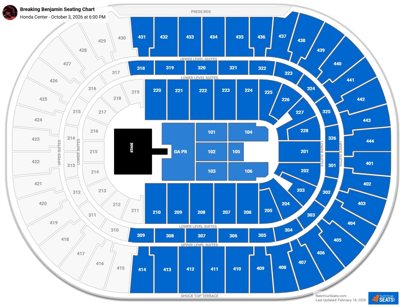 Breaking Benjamin seating chart Honda Center