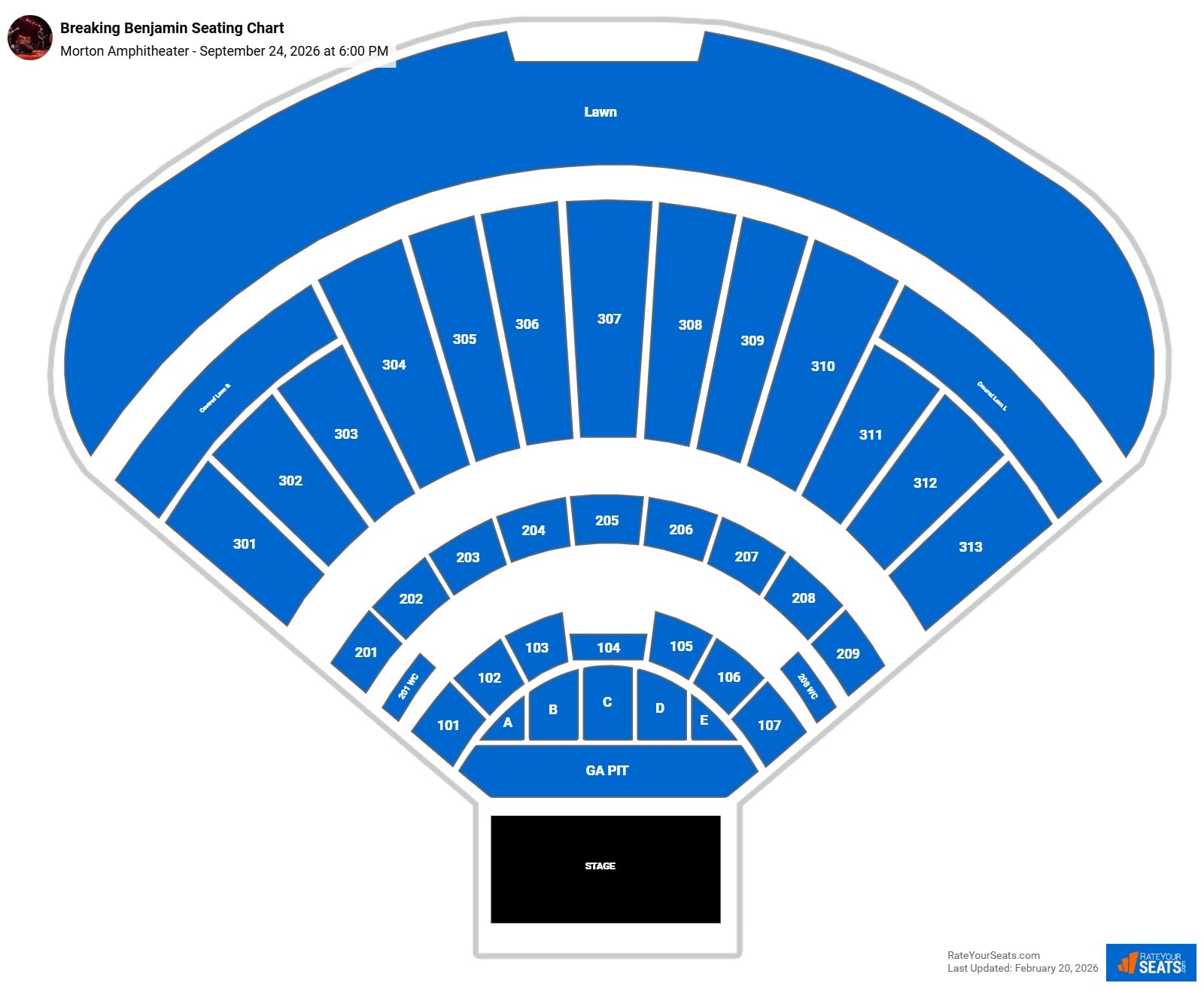 Breaking Benjamin seating chart Morton Amphitheater