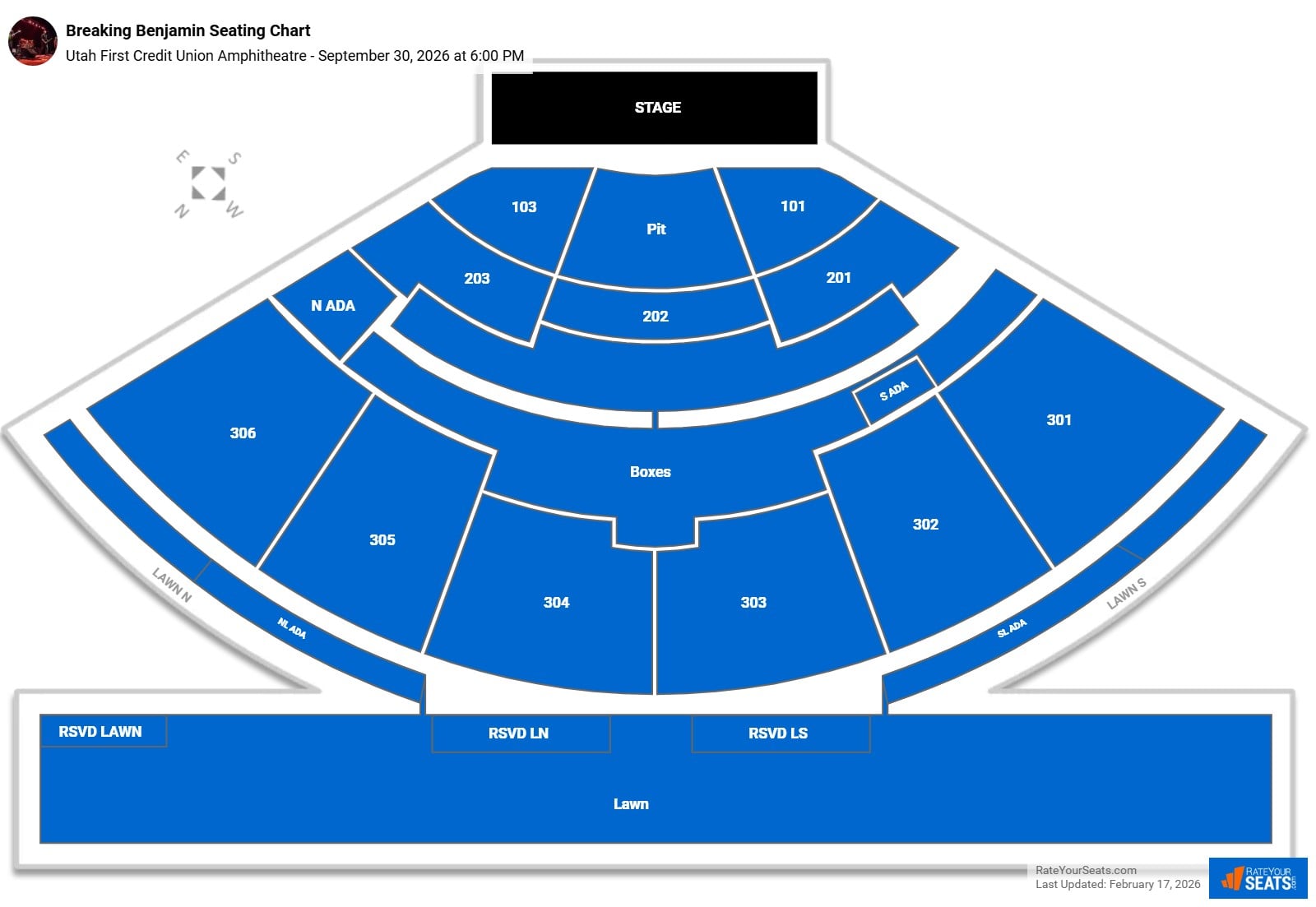 Breaking Benjamin seating chart Utah First Credit Union Amphitheatre