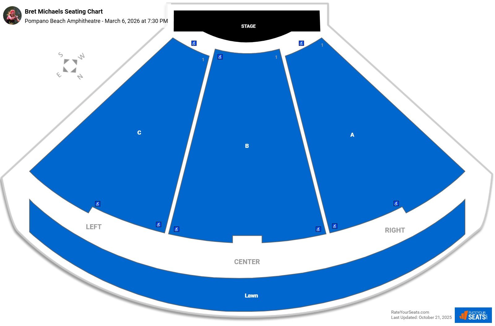 Bret Michaels seating chart Pompano Beach Amphitheatre