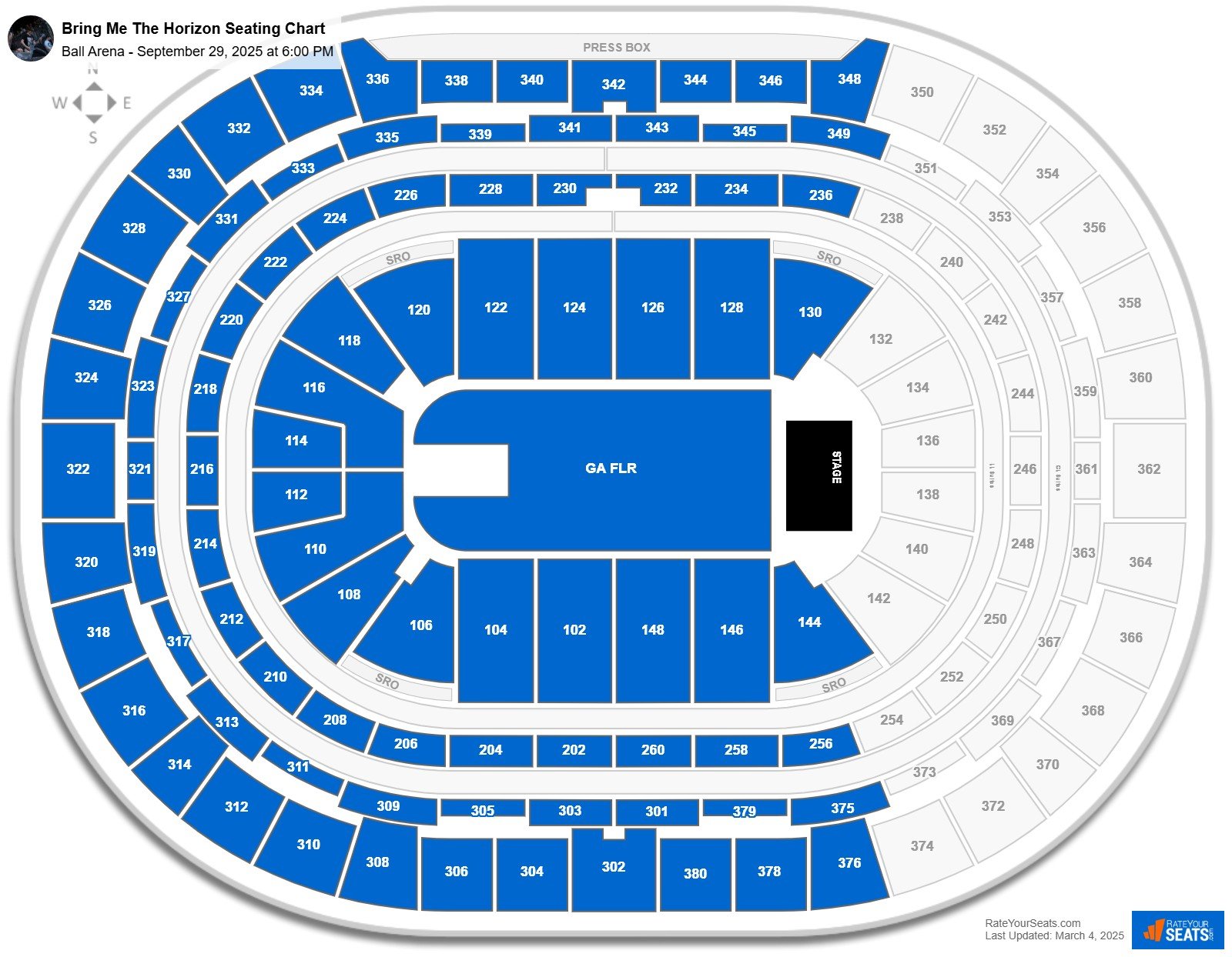 Bring Me The Horizon seating chart Ball Arena