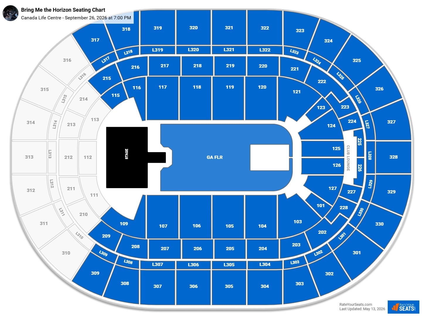 Bring Me the Horizon seating chart Canada Life Centre