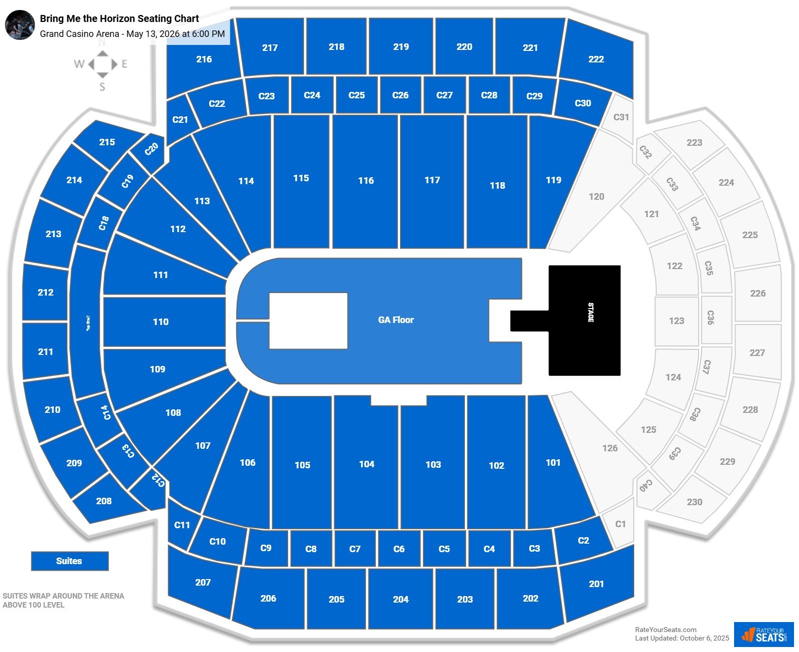 Bring Me the Horizon seating chart Grand Casino Arena