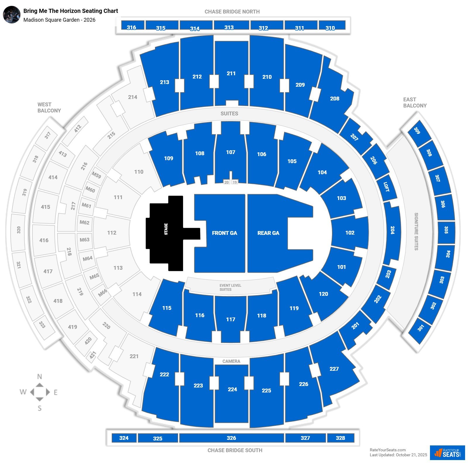 Bring Me the Horizon seating chart Madison Square Garden