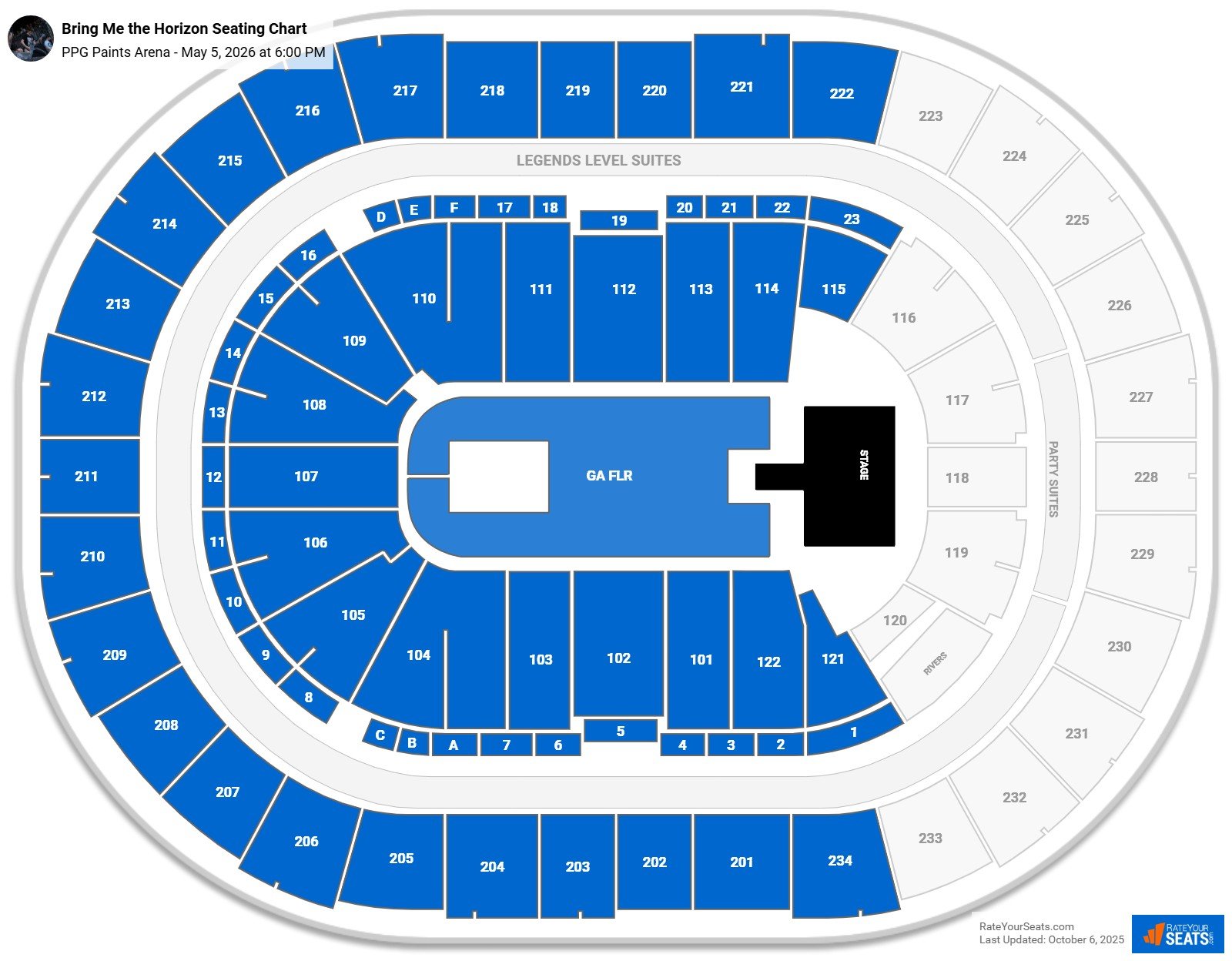 Bring Me the Horizon seating chart PPG Paints Arena