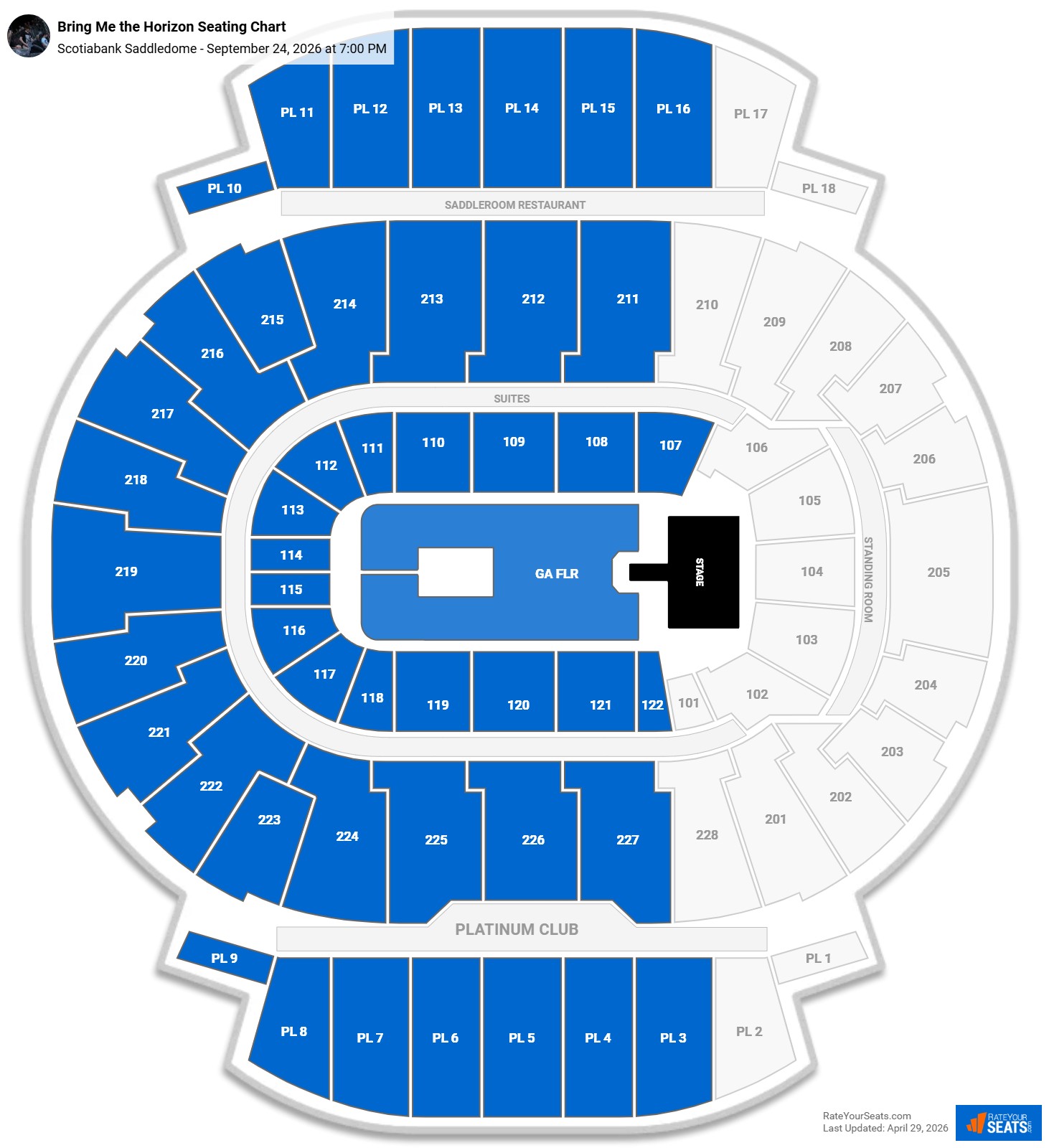 Bring Me the Horizon Seating Chart at Scotiabank Saddledome