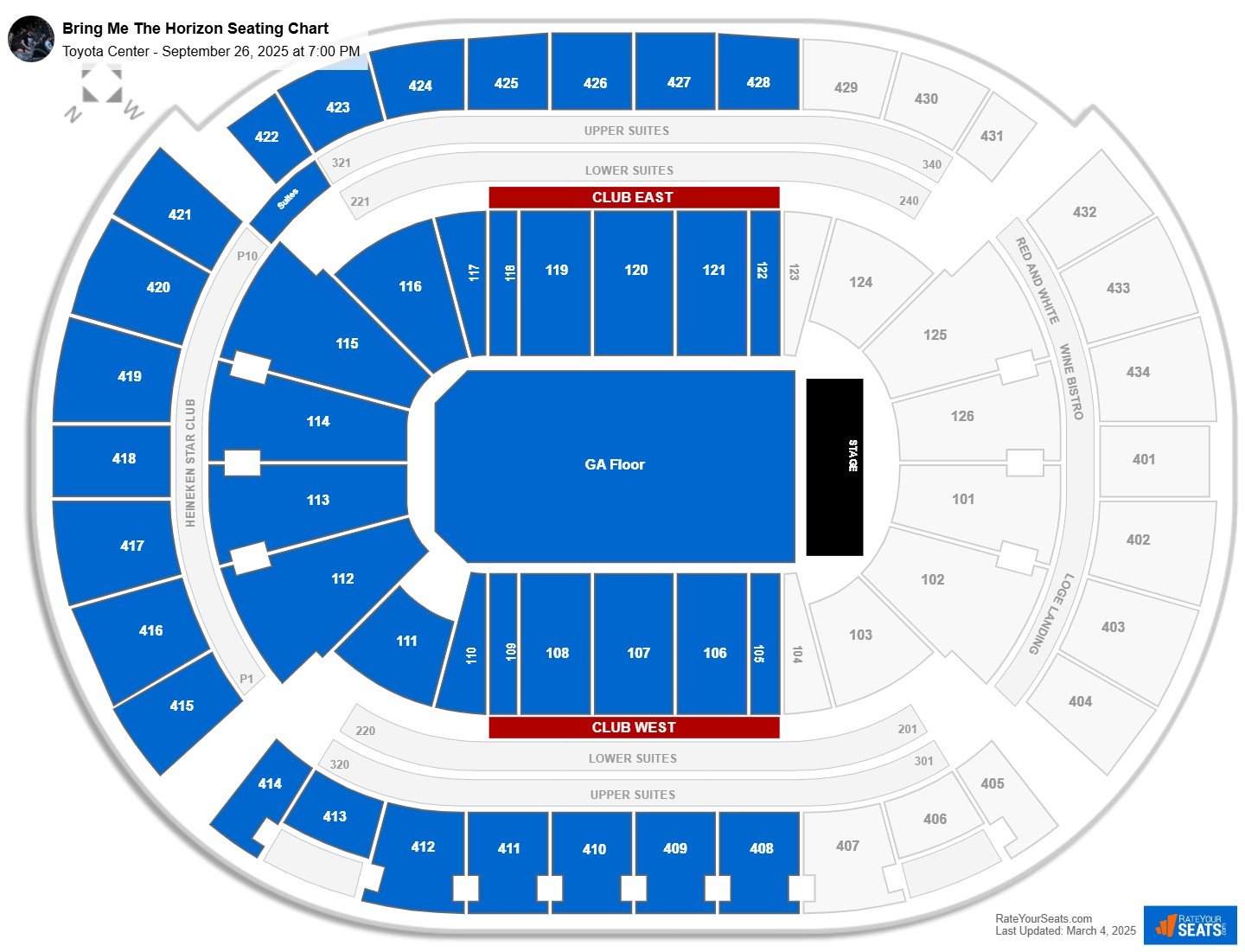 Bring Me The Horizon seating chart Toyota Center