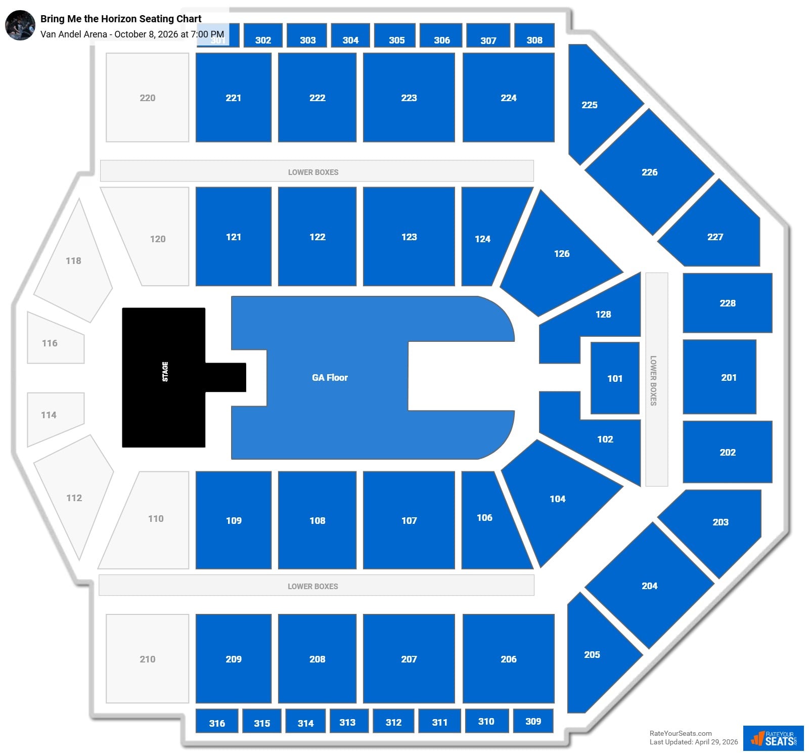 Bring Me the Horizon Seating Chart at Van Andel Arena