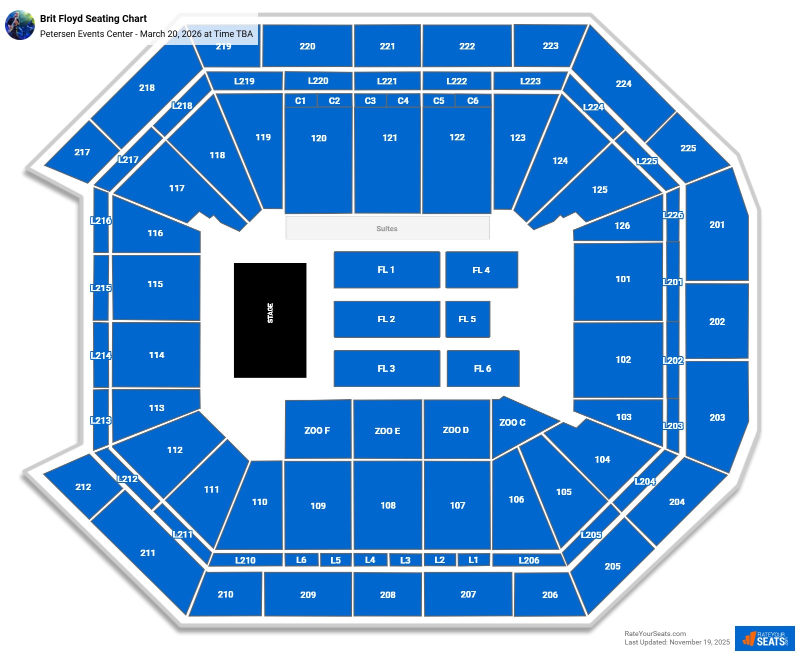 Brit Floyd seating chart Petersen Events Center